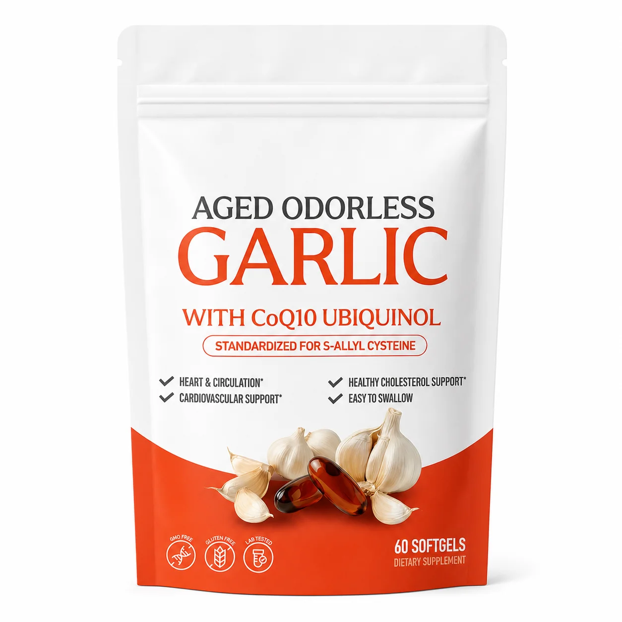 Coq10 Ubiquinol Softgel - Extrait d'ail vieilli sans odeur en
