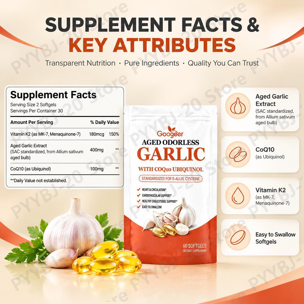 Gélules molles d'ail Googeer v - Coq10 Ubiquinol Softgel avis et prix
